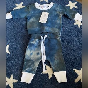 NWT Olive + Scout blue tie dye baby set size 0-3 months